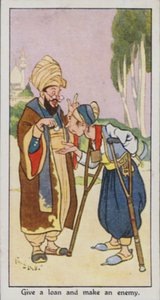 Østlig ordtak: Gi et lån og skap en fiende (farge litho) av René Bull
