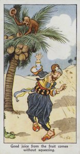 Østlig ordtak: God juice fra frukten kommer uten å klemme (farge litho) av René Bull