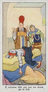 Østlig ordtak: Hvis alle forteller deg at du er full, gå til sengs (farge litho) av René Bull