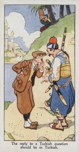 Østlig ordtak: Svaret på et tyrkisk spørsmål skal være på tyrkisk (farge litho) av René Bull
