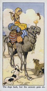 Hundene bjeffer, men campingvognen fortsetter (farge litho)