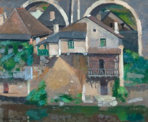 Hus på Vézère ved Uzerche (olje på papp)