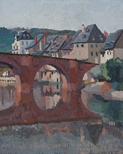 Refleksjon av broen på partiet ved Espalion, Aveyron