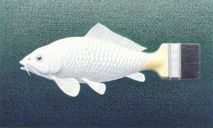 Brushfish, 2003, Fargeblyanttegning på papir av Rene Boin