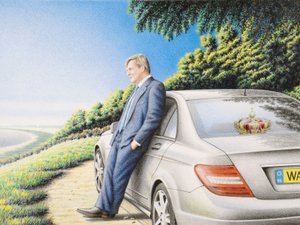 Kroning, 2013, Fargeblyanttegning på papir av Rene Boin