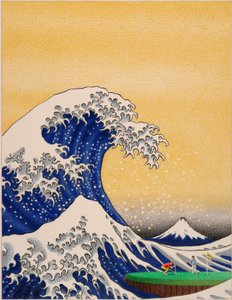 HOKUSAI-Golf, 2021, Fargeblyanttegning på papir av Rene Boin