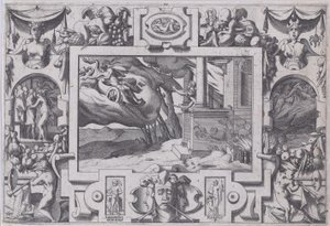 Medea flykter fra Jason Det korthendte sverdet Jason forfølger henne, men kan ikke leve..., 1563.