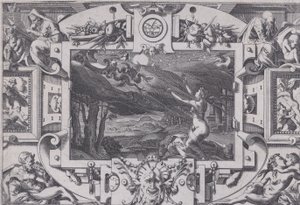 Medea and Her Chariot Drawn by Dragons Rullet og naken på en mørk natt, på et øde sted..., 1563.