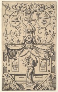 Panel med figur av Saturn, plate 1, ca. 1550-65. av Rene Boyvin