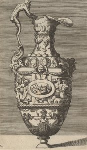 Vase med en elvegud i en oval medaljong, sent på 1600-tallet. av Rene Boyvin