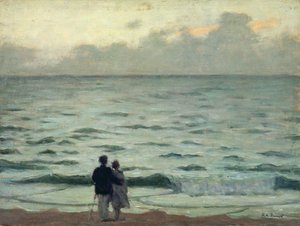 Vindkast, solnedgang ved Cabourg, ca. 1937 (olje på panel)