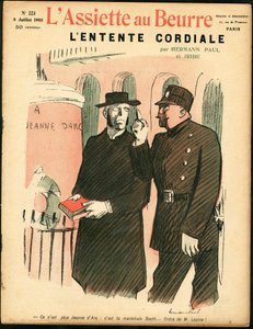 Omslag av "" L'Plate au beurre"", nummer 223, satirisk i farger av Rene George Hermann Paul