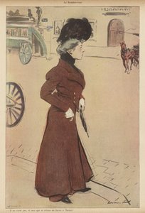 Kvinne reiste seg på et planlagt møte (farge litho) av Rene George Hermann Paul