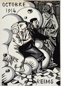 Oktober 1914, Reims - tegning av Herman Paul - i "" War Calendar of War"" utg. 1916 av Rene George Hermann Paul
