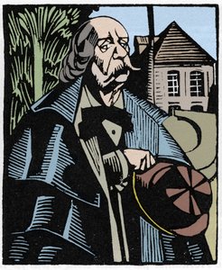Portrait of Gustave Flaubert (1821-1880). Wood engraving by Hermann-Paul (Hermann Paul) (1874-1940) for Louis Bertrand