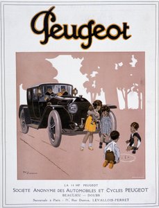 Reklame for Peugeot "" The 14 HP Peugeot"" i "" Comoedia illustrious""" av 20. desember av Rene Vincent