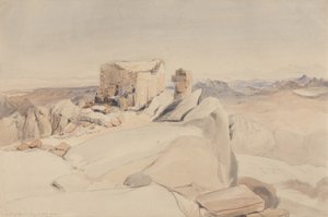Toppen av Sinai-fjellet eller Jebel Musa, 1840 (wc, grafitt og kroppsfarge på beige vevd papir)