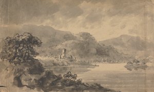 Landskap med elv, slott og fjell av Rev. William Gilpin