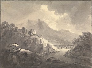 Landskap med et slott og en bro av Rev. William Gilpin
