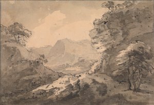 Fjelllandskap med Rocky Crag til høyre av Rev. William Gilpin