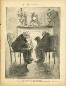 Illustrasjon av Ricardo Flores (1878-1918) i Le Rire, 22.02.13 - Pensjoner - Republikkens president - Fallieres Armand (1841-1931), Loubet Emile av Ricardo Flores