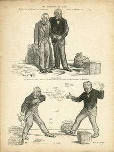 Illustrasjon av Ricardo Flores (1878-1918) i Le Rire, 28/12/12 - Dagens romantikk - Case of Panama, Case of Records, undertrykkelse - Million of the Chartreux - Combes Emile (1835-1921), Clemenceau George