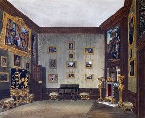 Kings skriverom, gravering av Richard Reeve (født i 1780), Basert på design av Richard Cattermole (1795-1858), Fra The History of the Royal Residences av Richard (after) Cattermole