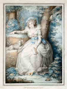 Fru Fitzherbert (farge litho) av Richard (after) Cosway