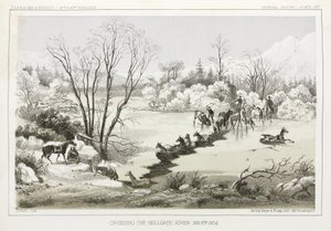 Krysser Hellgate River, Montana, USA, 6. januar 1854 av John Pardon