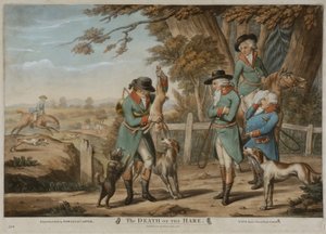 The Death of the Hare, trykt for Bowles & Carver, utgitt i 1796 (mezzotint) av Richard (after) Dighton