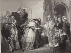 Kardinal Wolsey ved Leicester Abbey (gravering)