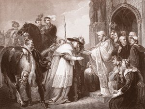 Kardinal Wolsey ved Leicester Abbey, gravert av R. Walther (litho)