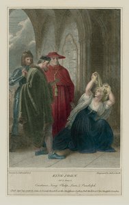 Illustrasjon for Shakespeares King John, Act III, Scene 4 (farget gravering)