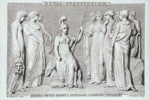 The Royal Institution-kortet, gravert av A. Rannbach, fra Michael Faradays utklippsbok (gravering)
