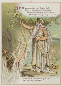 Side fra Upstream av Richard Andre, Druids (farge litho)