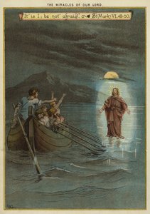 Kristi mirakler: Jesus går på vannet (chromolitho) av Richard Andre
