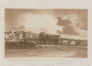 På bredden av Marne nedenfor broen ved Charenton 1803; Plate 19 fra Views in Paris, Emanuel Volume-sporingen av platen B1981.25.2628