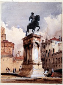 Rytterstatue av Colleoni de Verrocchio i Venezia, torget til kirken San Giovanni og Paolo. Akvarell av Richard Parkes Bonington (1801-1828) Paris fra 1800-tallet, Louvre-museet