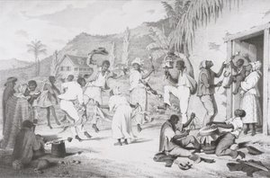 Black Dance, fra 'West India Scenery with Illustrations of Negro Character', trykt av R. Jennings av Richard Bridgens