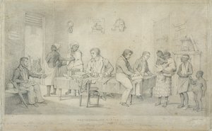 Protector of Slaves Office, Trinidad, ca. 1833 (grafitt på vevd papir) av Richard Bridgens