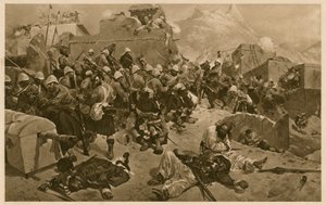 92nd Highlanders og 2nd Gurkhas stormer Gundi Mulla Sahibdad under slaget ved Kandahar, Afghanistan, andre anglo-afghanske krig