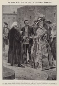 En enkel vei ut av gjeld: et Newgate-ekteskap (litho)