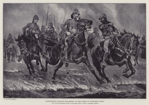 Dundonalds kavaleri følger opp boerne i Nord-Natal (litho) av Richard Caton II (after) Woodville