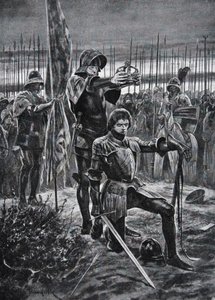 Henry VII kronet på Bosworth, illustrasjon fra 