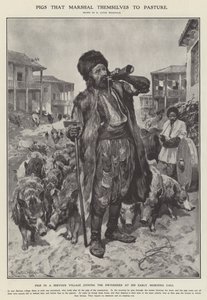 Griser som går til beite (litho) av Richard Caton II (after) Woodville