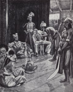 Sir James Brooke forhandler om en traktat med sultanen av Brunei for å etablere en britisk koloni på Borneo