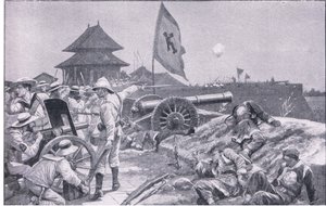 Tientsin: slåss på vollene (litho) av Richard Caton II Woodville