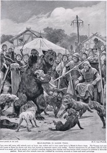 Bjørn som lokker i saksisk tid, fra 'Hutchison's Story of the British Nation', ca. 1920