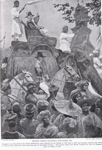 Britiske tropper kommer inn i Singapore, 1824, illustrasjon fra 
