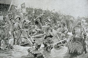 Slaget ved Towton i 1461, illustrasjon fra Hutchinsons 'Story of the British Nation'